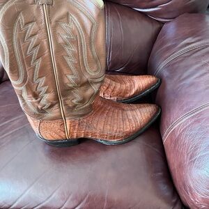 Tan Fort Walker Hornback, Gray Cowtown Lizard, Brown Cowtown Bullhide Boots